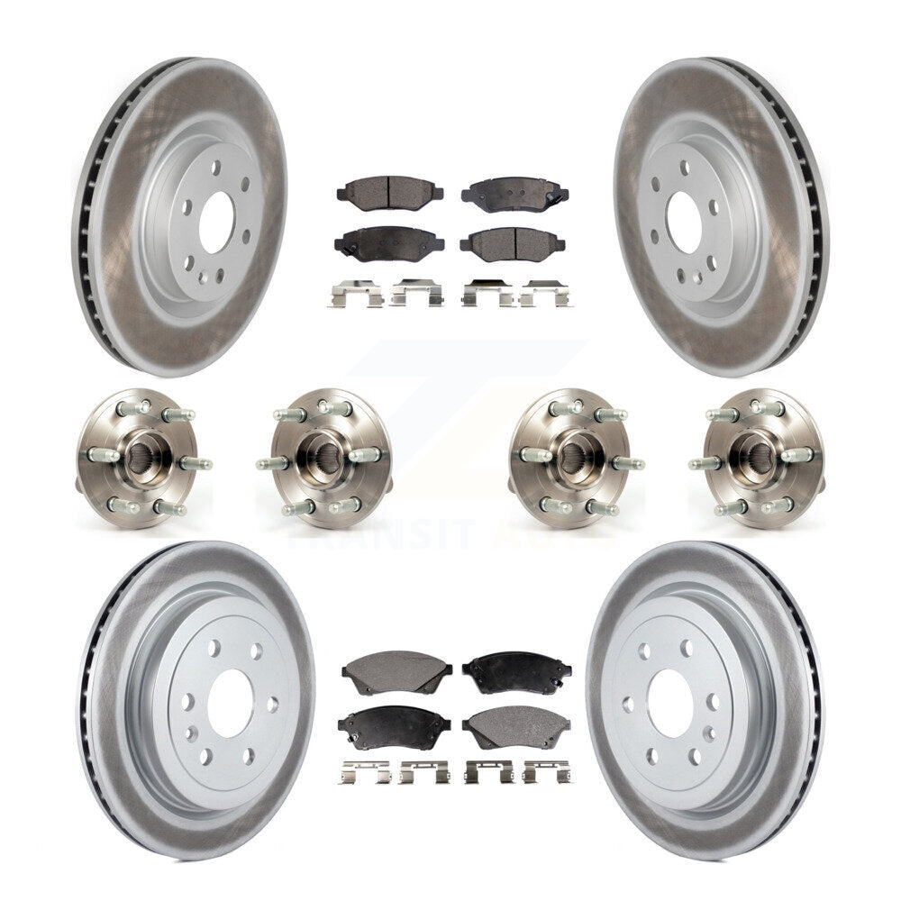 Kit de rotor et de plaquettes de frein revêtus de roulement de moyeu avant et arrière (10 pièces) pour Cadillac SRX Saa
