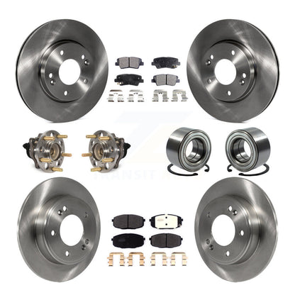 Kit de rotors et plaquettes de frein à disque, roulement de moyeu avant et arrière (10 pièces) pour Kia Sou 2014 – 2016