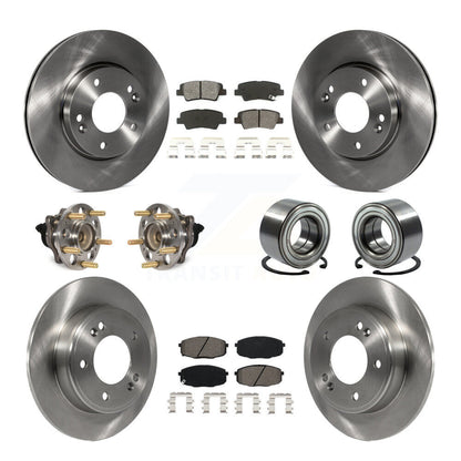 Kit de rotors et plaquettes de frein à disque, roulement de moyeu avant et arrière (10 pièces) pour Kia Sou 2014 – 2016