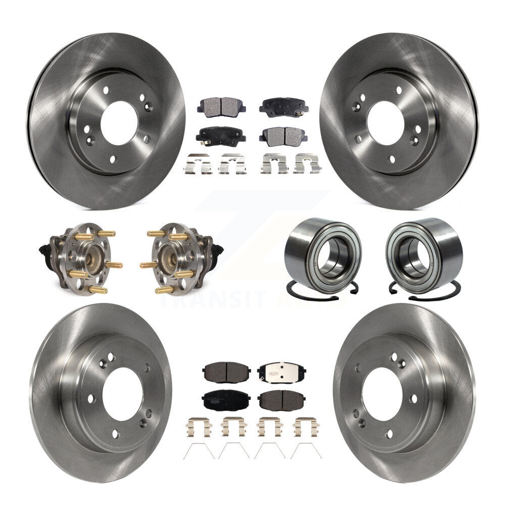 Kit de rotors et plaquettes de frein à disque, roulement de moyeu avant et arrière (10 pièces) pour Kia Sou 2014 – 2016