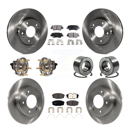 Kit de rotors et plaquettes de frein à disque, roulement de moyeu avant et arrière (10 pièces) pour Kia Sou 2014 – 2016