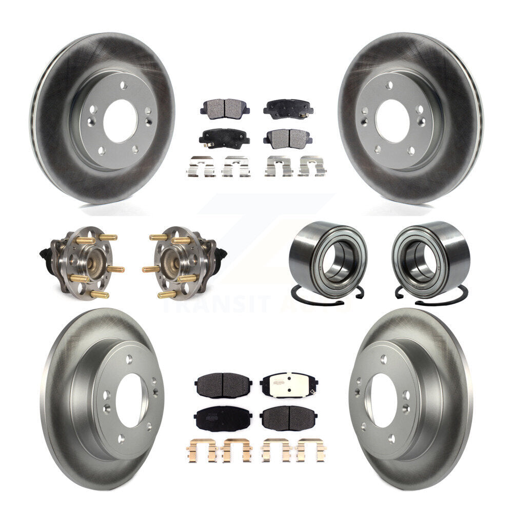 Kit de plaquettes de rotor de frein enduites de roulement de moyeu avant et arrière (10 pièces) pour Kia Sou 2014 – 2016
