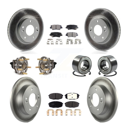 Kit de plaquettes de rotor de frein enduites de roulement de moyeu avant et arrière (10 pièces) pour Kia Sou 2014 – 2016
