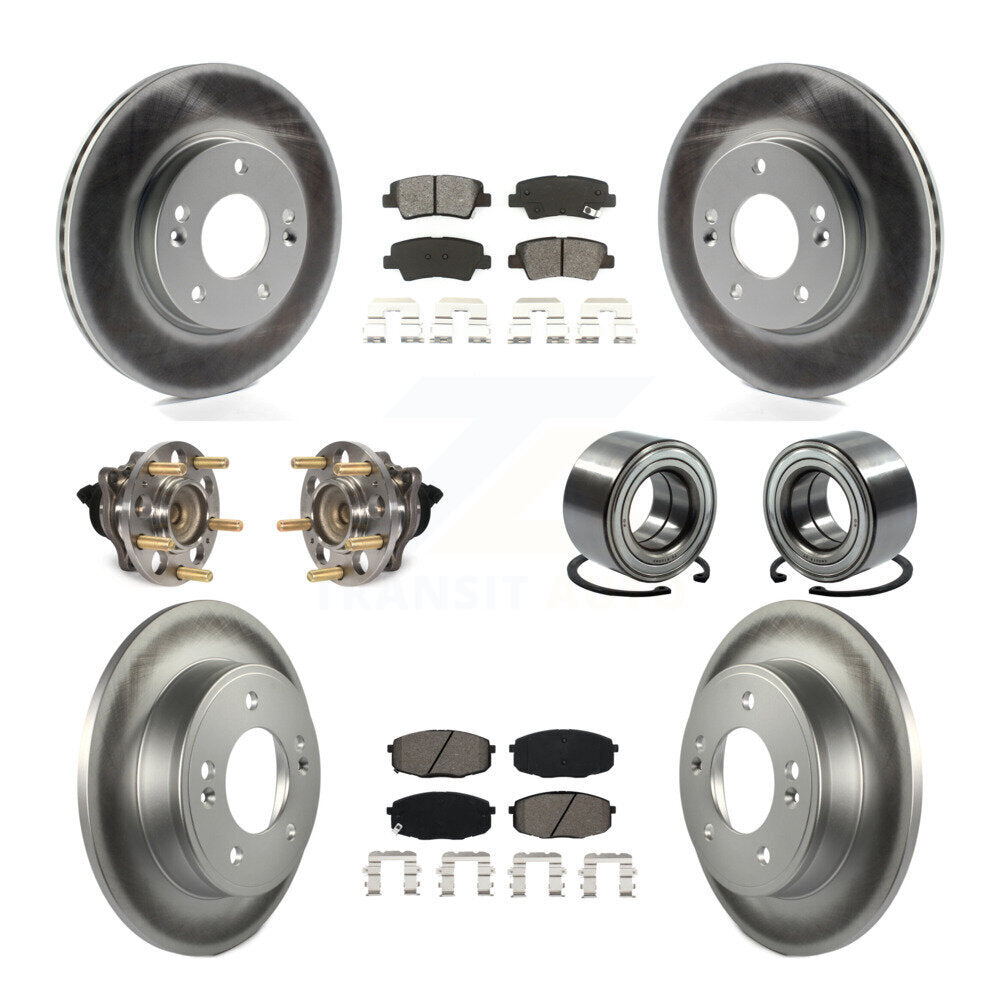 Kit de plaquettes de rotor de frein enduites de roulement de moyeu avant et arrière (10 pièces) pour Kia Sou 2014 – 2016