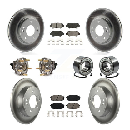 Kit de plaquettes de rotor de frein enduites de roulement de moyeu avant et arrière (10 pièces) pour Kia Sou 2014 – 2016