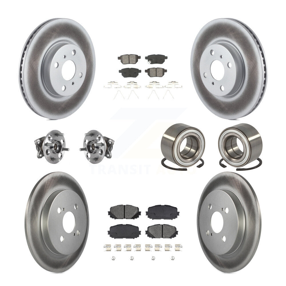 Kit de rotor et de plaquettes de frein à disque revêtus de roulement de moyeu avant et arrière (10 pièces) pour Toyota Yari