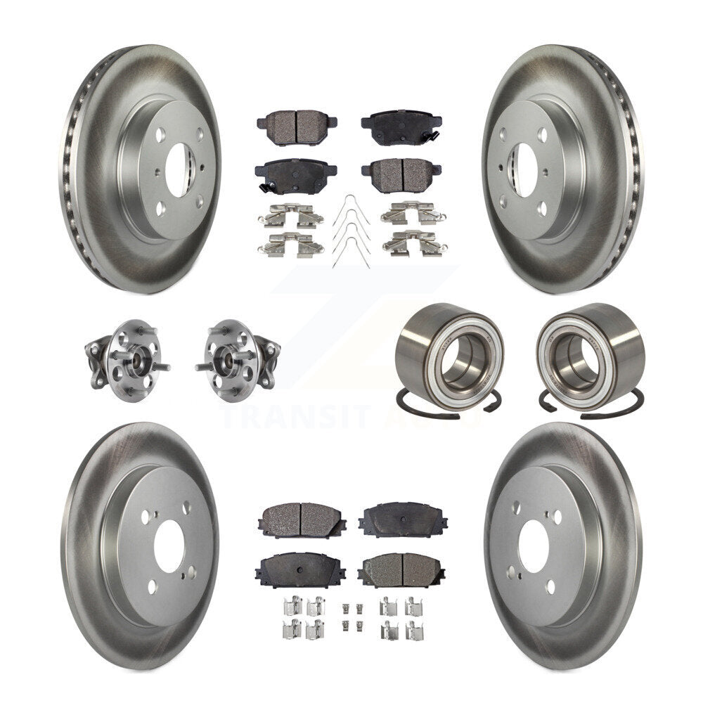 Kit de rotor et de plaquettes de frein à disque revêtus de roulement de moyeu avant et arrière (10 pièces) pour Toyota Yari