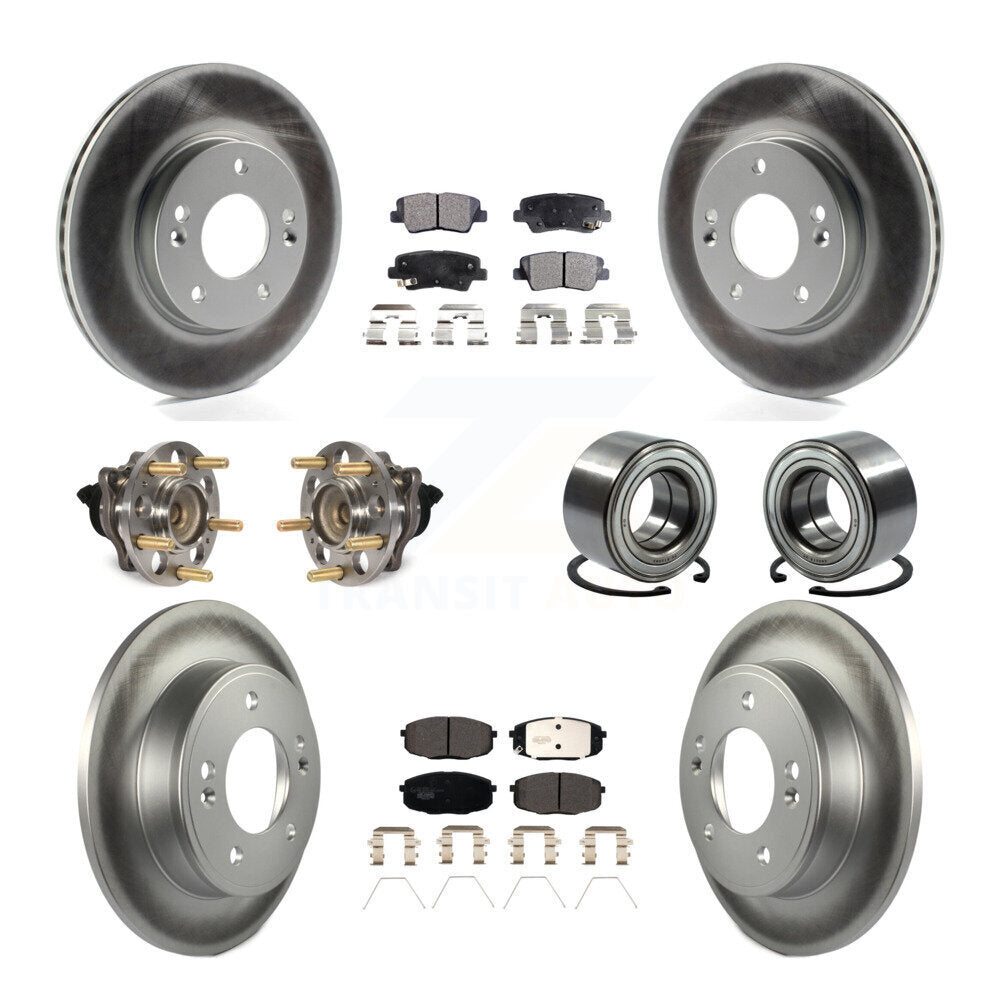 Kit de plaquettes de rotor de frein enduites de roulement de moyeu avant et arrière (10 pièces) pour Kia Sou 2014 – 2016