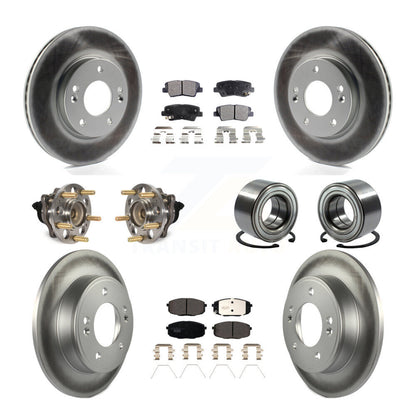 Kit de plaquettes de rotor de frein enduites de roulement de moyeu avant et arrière (10 pièces) pour Kia Sou 2014 – 2016