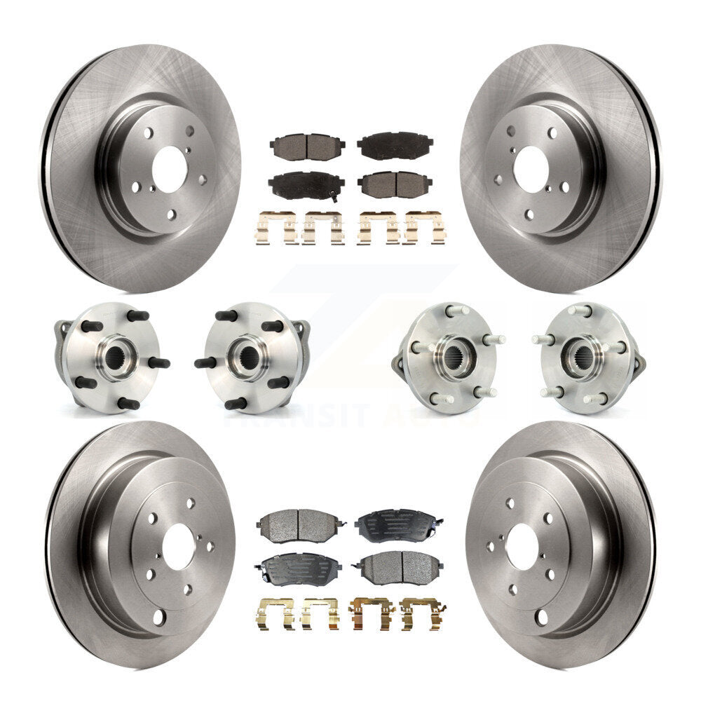 Kit de rotor et de plaquettes de frein avec roulement de moyeu avant et arrière (10 pièces) pour Subaru Tribec 2008-2014
