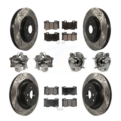 Kit de rotors et plaquettes de frein revêtus de roulement de moyeu avant et arrière (10 pièces) pour INFINITI G37 RW