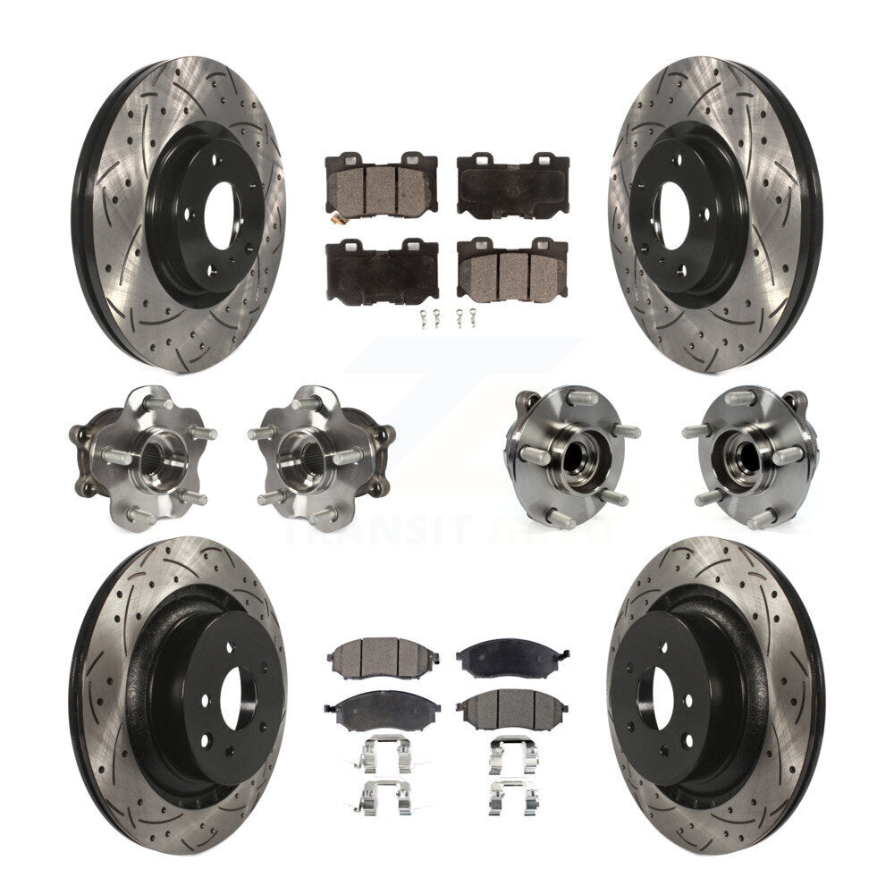 Kit de rotors et plaquettes de frein à disque revêtus de roulement de moyeu avant et arrière (10 pièces) pour Nissan 370