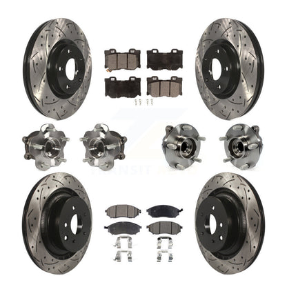 Kit de rotors et plaquettes de frein à disque revêtus de roulement de moyeu avant et arrière (10 pièces) pour Nissan 370