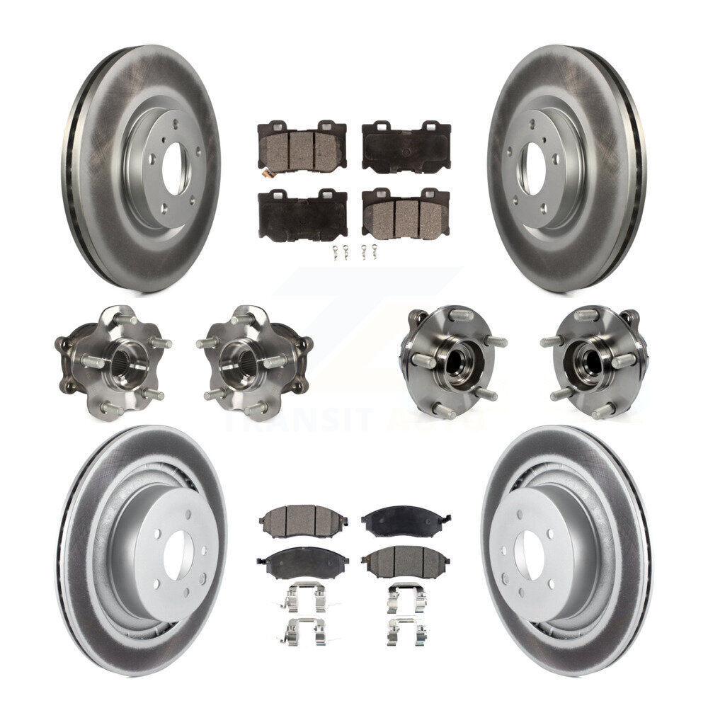 Kit de rotors et plaquettes de frein à disque revêtus de roulement de moyeu avant et arrière (10 pièces) pour Nissan 370