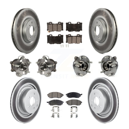 Kit de rotors et plaquettes de frein à disque revêtus de roulement de moyeu avant et arrière (10 pièces) pour Nissan 370
