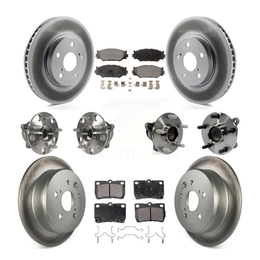 Kit de rotors et plaquettes de frein à disque revêtus de roulement de moyeu avant et arrière (10 pièces) pour Lexus IS25
