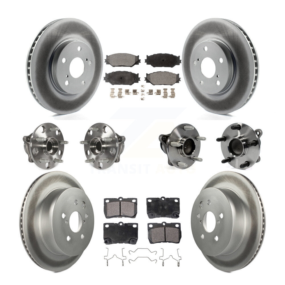 Kit de rotors et plaquettes de frein à disque revêtus de roulement de moyeu avant et arrière (10 pièces) pour Lexus IS25