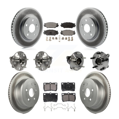 Kit de rotors et plaquettes de frein à disque revêtus de roulement de moyeu avant et arrière (10 pièces) pour Lexus IS25