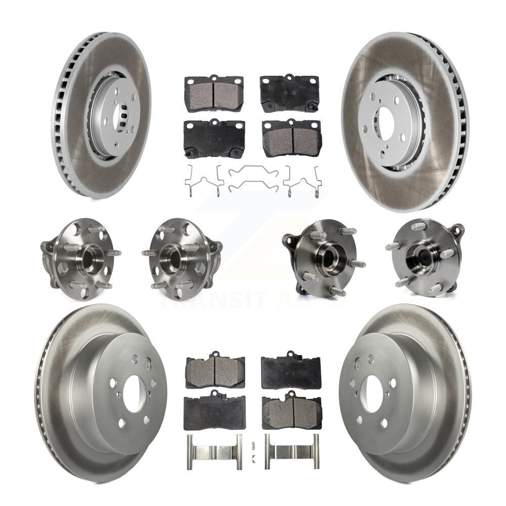 Kit de rotors et plaquettes de frein à disque revêtus de roulement de moyeu avant et arrière (10 pièces) pour Lexus IS35