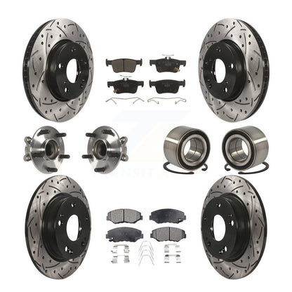 Kit de rotors et plaquettes de frein à disque revêtus de roulement de moyeu avant et arrière (10 pièces) pour Honda Civi