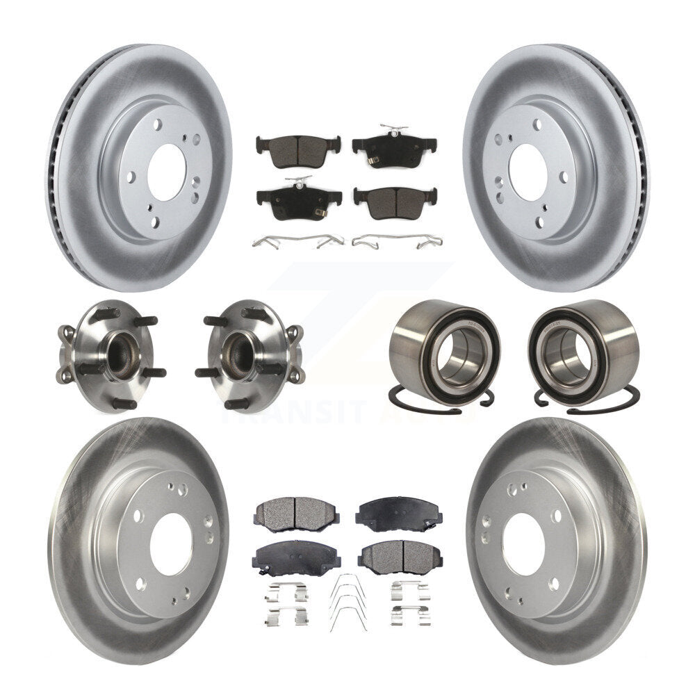 Kit de rotors et plaquettes de frein à disque revêtus de roulement de moyeu avant et arrière (10 pièces) pour Honda Civi