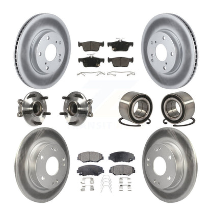 Kit de rotors et plaquettes de frein à disque revêtus de roulement de moyeu avant et arrière (10 pièces) pour Honda Civi