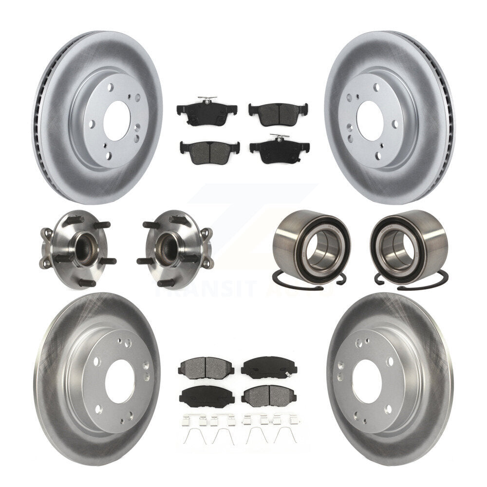 Kit de rotors et plaquettes de frein à disque revêtus de roulement de moyeu avant et arrière (10 pièces) pour Honda Civi