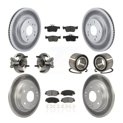Kit de rotors et plaquettes de frein à disque revêtus de roulement de moyeu avant et arrière (10 pièces) pour Honda Civi