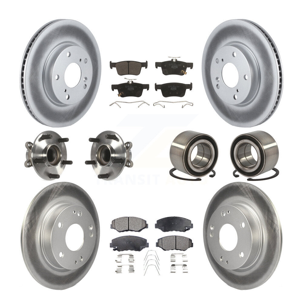 Kit de rotors et plaquettes de frein à disque revêtus de roulement de moyeu avant et arrière (10 pièces) pour Honda Civi