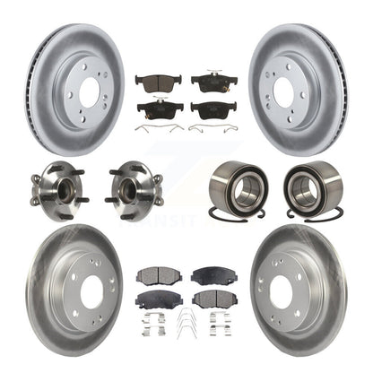 Kit de rotors et plaquettes de frein à disque revêtus de roulement de moyeu avant et arrière (10 pièces) pour Honda Civi