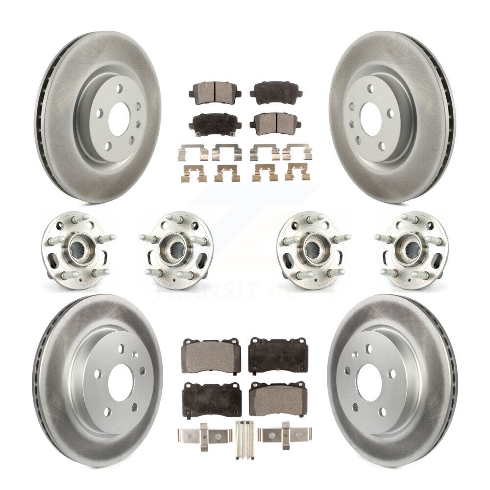 Kit de rotor et de plaquettes de frein à disque revêtus de roulement de moyeu avant et arrière (10 pièces) pour Cadillac XT