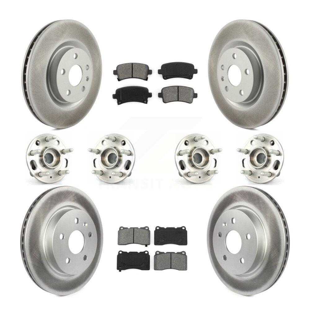 Kit de rotor et de plaquettes de frein à disque revêtus de roulement de moyeu avant et arrière (10 pièces) pour Cadillac XT