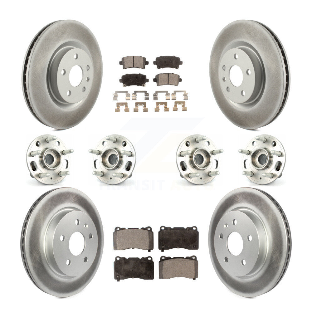 Kit de rotor et de plaquettes de frein à disque revêtus de roulement de moyeu avant et arrière (10 pièces) pour Cadillac XT