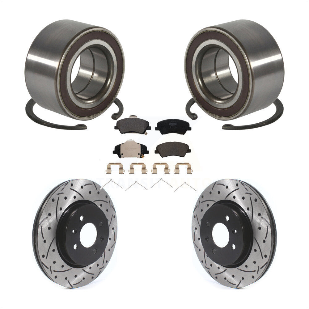 Kit de plaquettes de Rotor de frein, roulement de roue avant, fente percée, pour Kia Rio Hyundai Accen