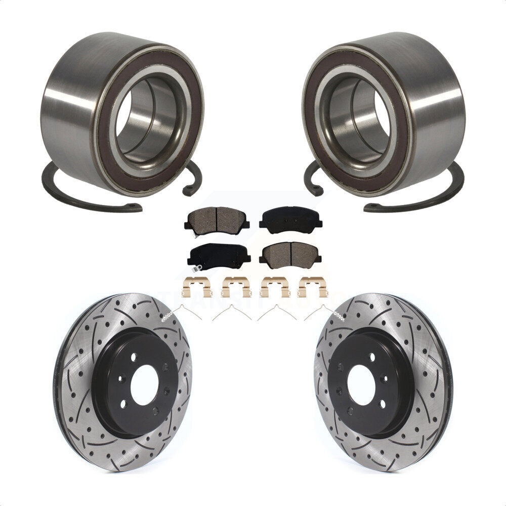 Kit de plaquettes de Rotor de frein, roulement de roue avant, fente percée, pour Kia Rio Hyundai Accen