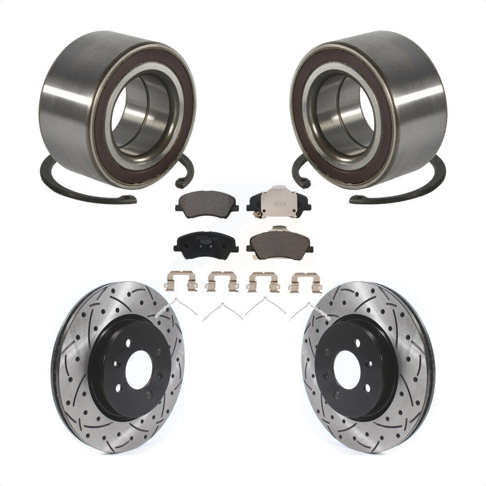 Kit de plaquettes de Rotor de frein, roulement de roue avant, fente percée, pour Kia Rio Hyundai Accen