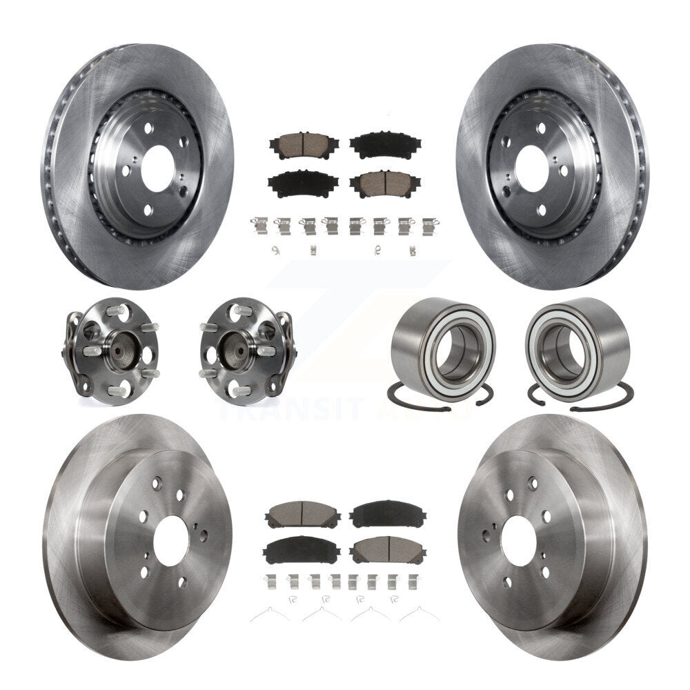 Kit de rotors et plaquettes de frein avec roulement de moyeu avant et arrière (10 pièces) pour Toyota Sienna FW 11-20