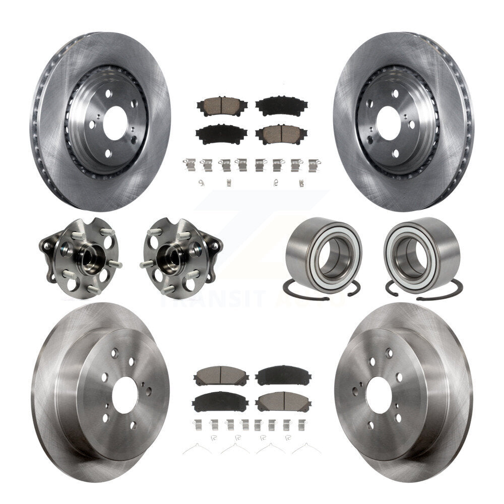 Kit de rotors et plaquettes de frein avec roulement de moyeu avant et arrière (10 pièces) pour Toyota Sienna AW 11-20