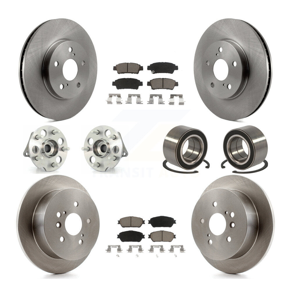 Kit de rotors et plaquettes de frein avec roulement de moyeu avant et arrière (10 pièces) pour Toyota Sienna AW 04-10