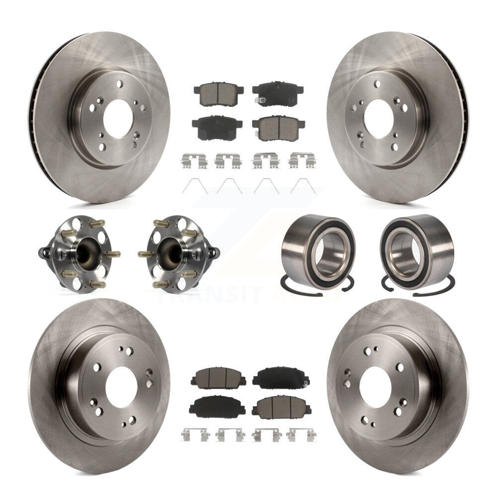 Kit de rotors et plaquettes de frein à disque, roulements de moyeu avant et arrière (10 pièces) pour Honda Accord