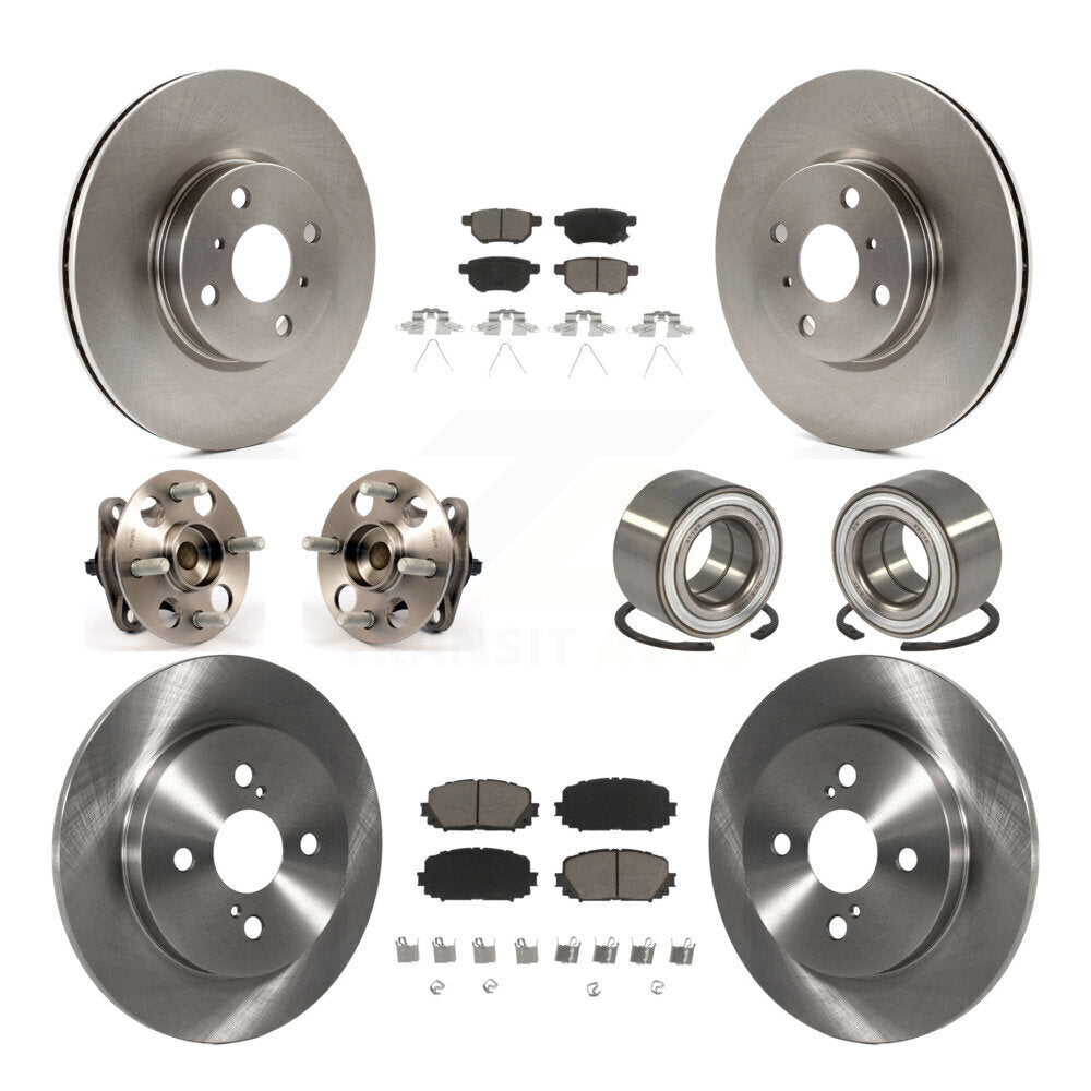 Kit de rotors et plaquettes de frein à disque, roulements de moyeu avant et arrière (10 pièces) pour Toyota Yaris