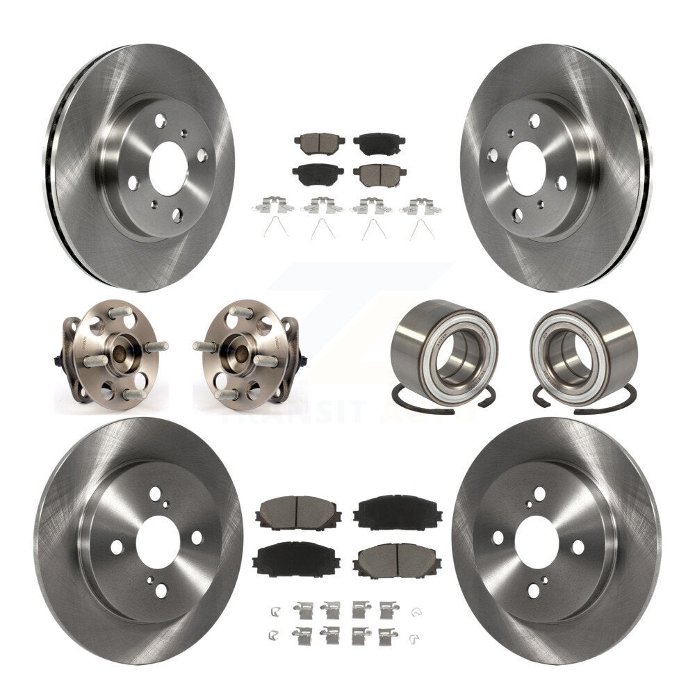 Kit de rotors et plaquettes de frein à disque, roulements de moyeu avant et arrière (10 pièces) pour Toyota Yaris