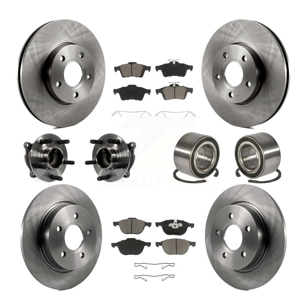 Kit de Rotor et plaquettes de frein à disque, roulement de moyeu de roue avant et arrière (10 pièces) pour Ford Focu