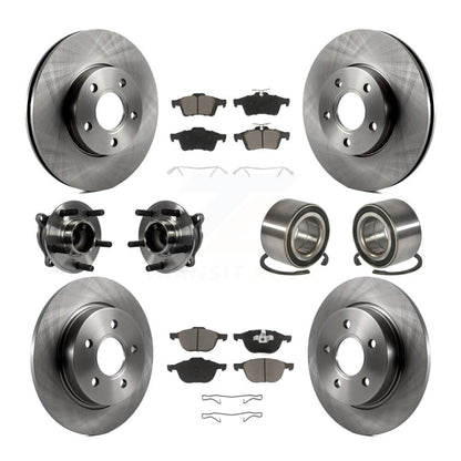 Kit de Rotor et plaquettes de frein à disque, roulement de moyeu de roue avant et arrière (10 pièces) pour Ford Focu