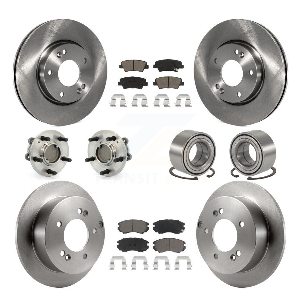 Kit de rotors et plaquettes de frein à disque, roulements de moyeu avant et arrière (10 pièces) pour Hyundai Sonat