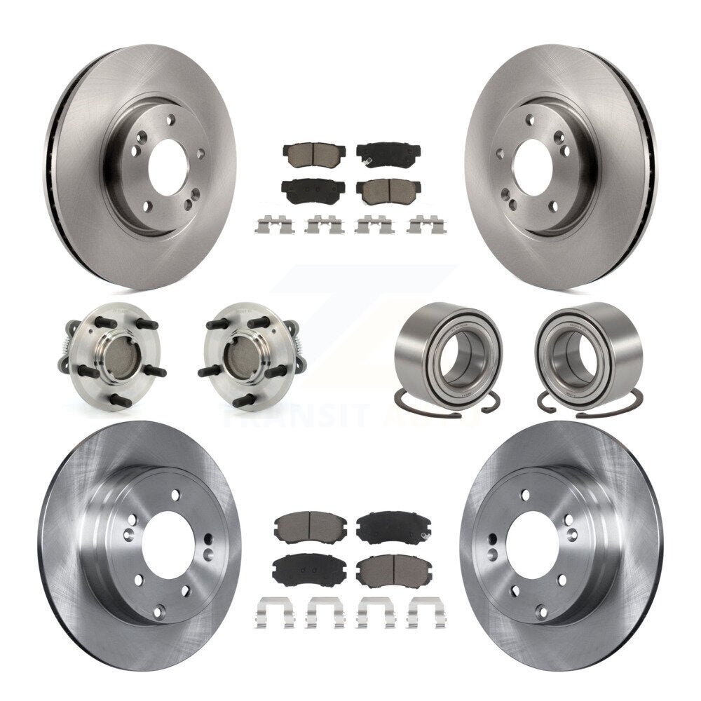 Kit de rotors et plaquettes de frein à disque, roulements de moyeu avant et arrière (10 pièces) pour Hyundai Sonat