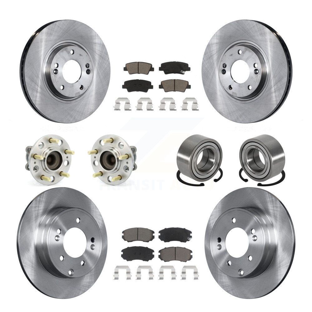 Kit de rotors et plaquettes de frein à disque, roulement de moyeu avant et arrière (10 pièces) pour Hyundai Azer 2011