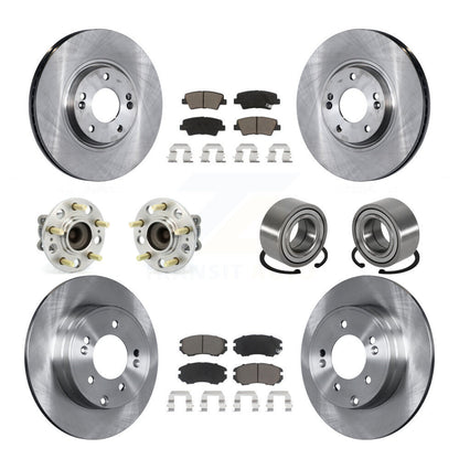 Kit de rotors et plaquettes de frein à disque, roulement de moyeu avant et arrière (10 pièces) pour Hyundai Azer 2011