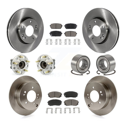 Kit de rotors et plaquettes de frein à disque, roulement de moyeu avant et arrière (10 pièces) pour Kia Rond 2008 – 2009