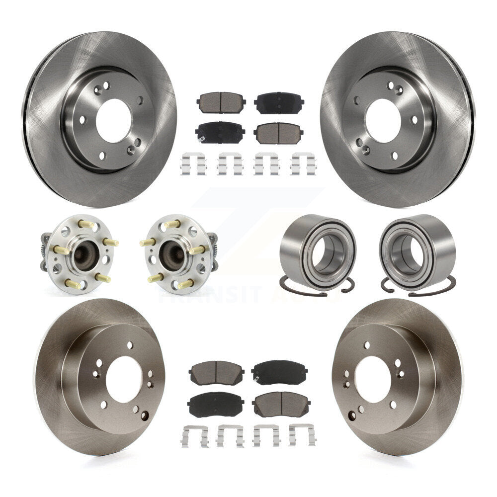 Kit de rotors et plaquettes de frein à disque, roulement de moyeu avant et arrière (10 pièces) pour Kia Rond 2010 – 2012